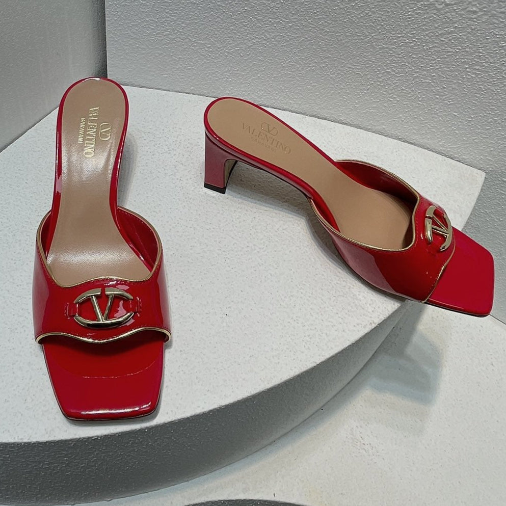 VT Mid Heel Mule Sandal Red Sheepskin 292759