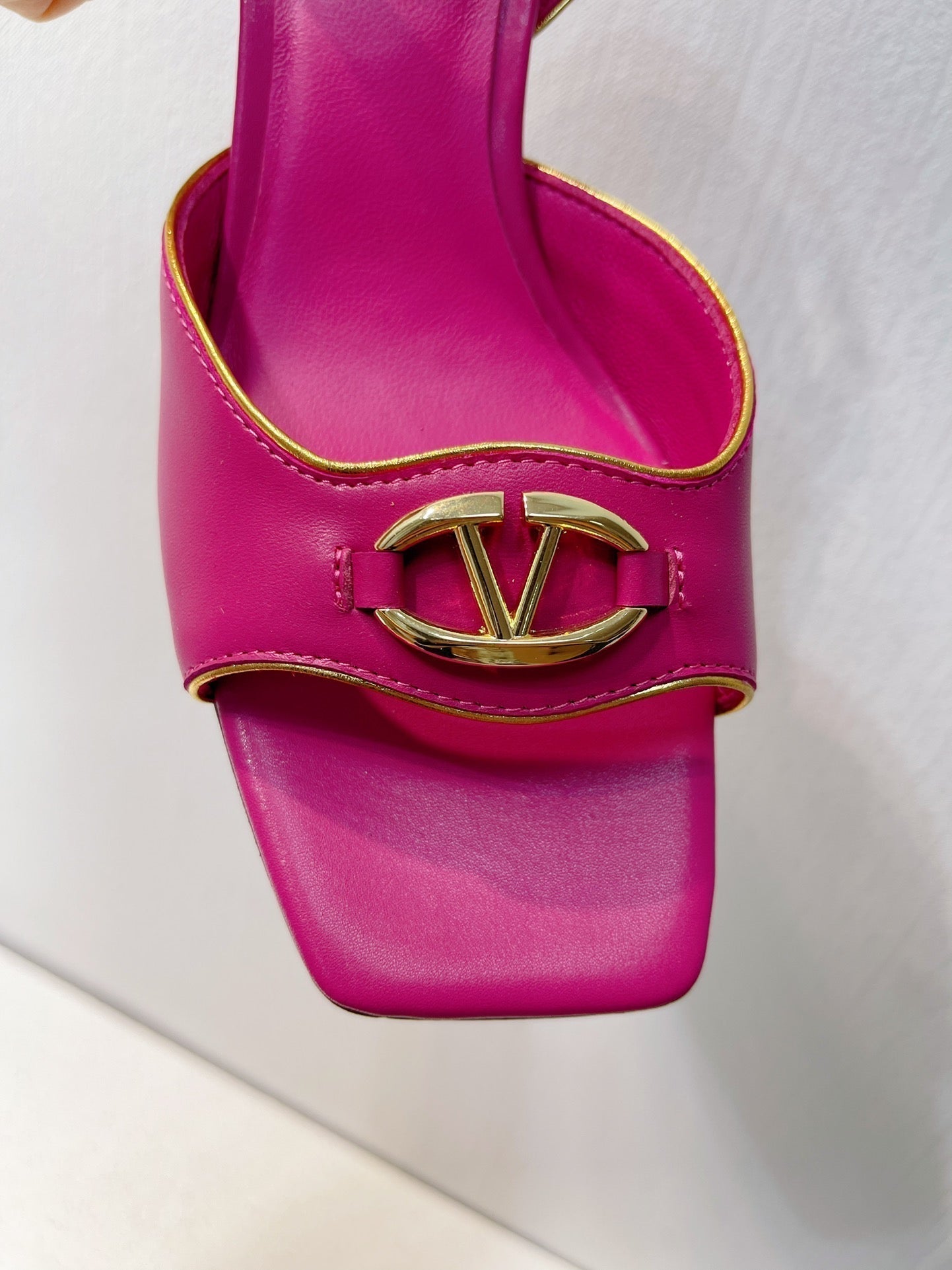 VT Sandals Heels 50mm Fuchsia Pink Cowhide 292772