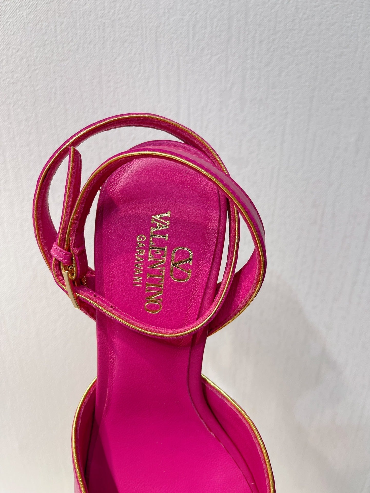 VT Sandals Heels 50mm Fuchsia Pink Cowhide 292772