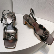 VT Sandals Heels 50mm Gray Cowhide 292776