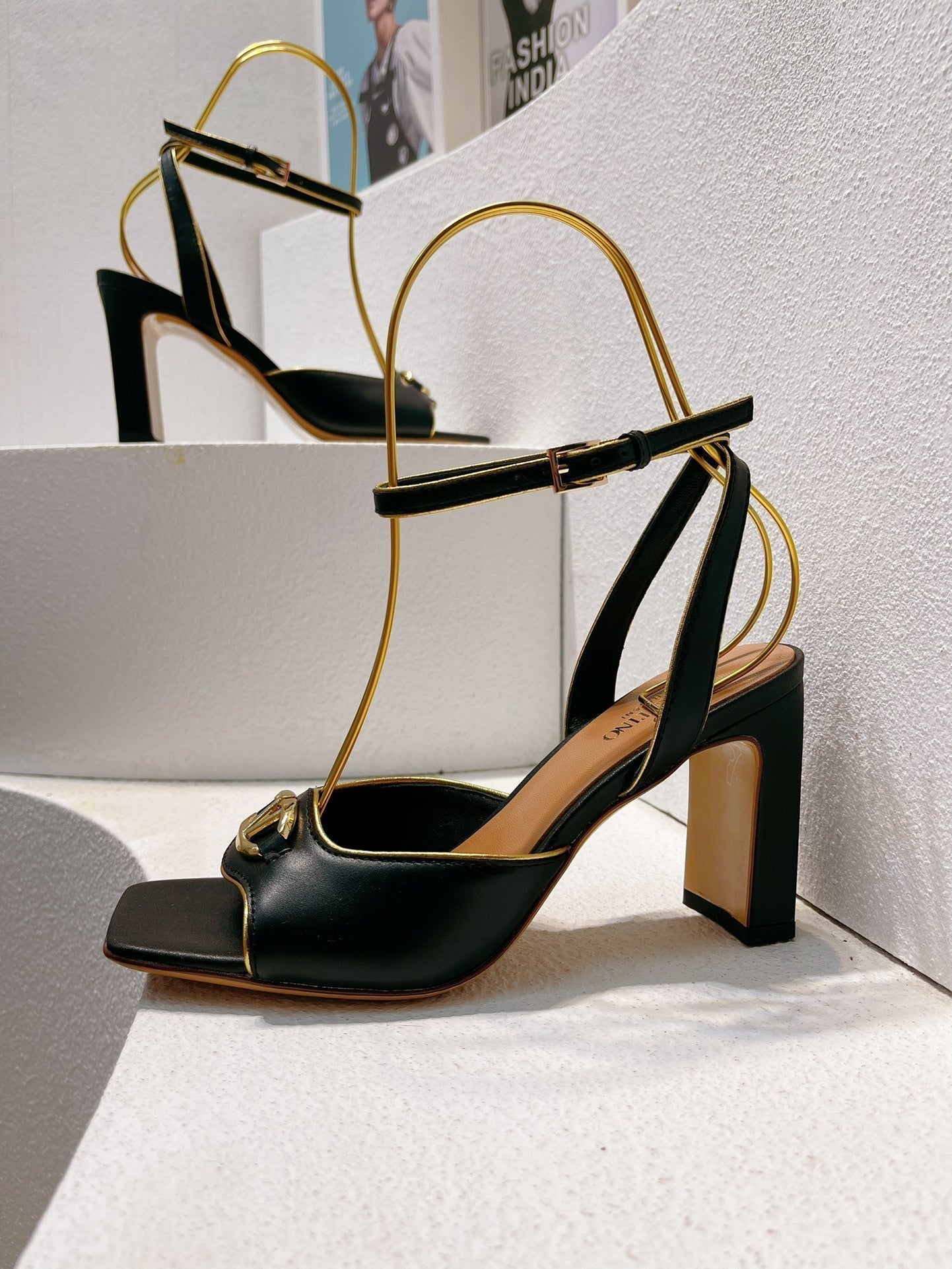 VT Sandals Heels  70mm Black Cowhide 292777