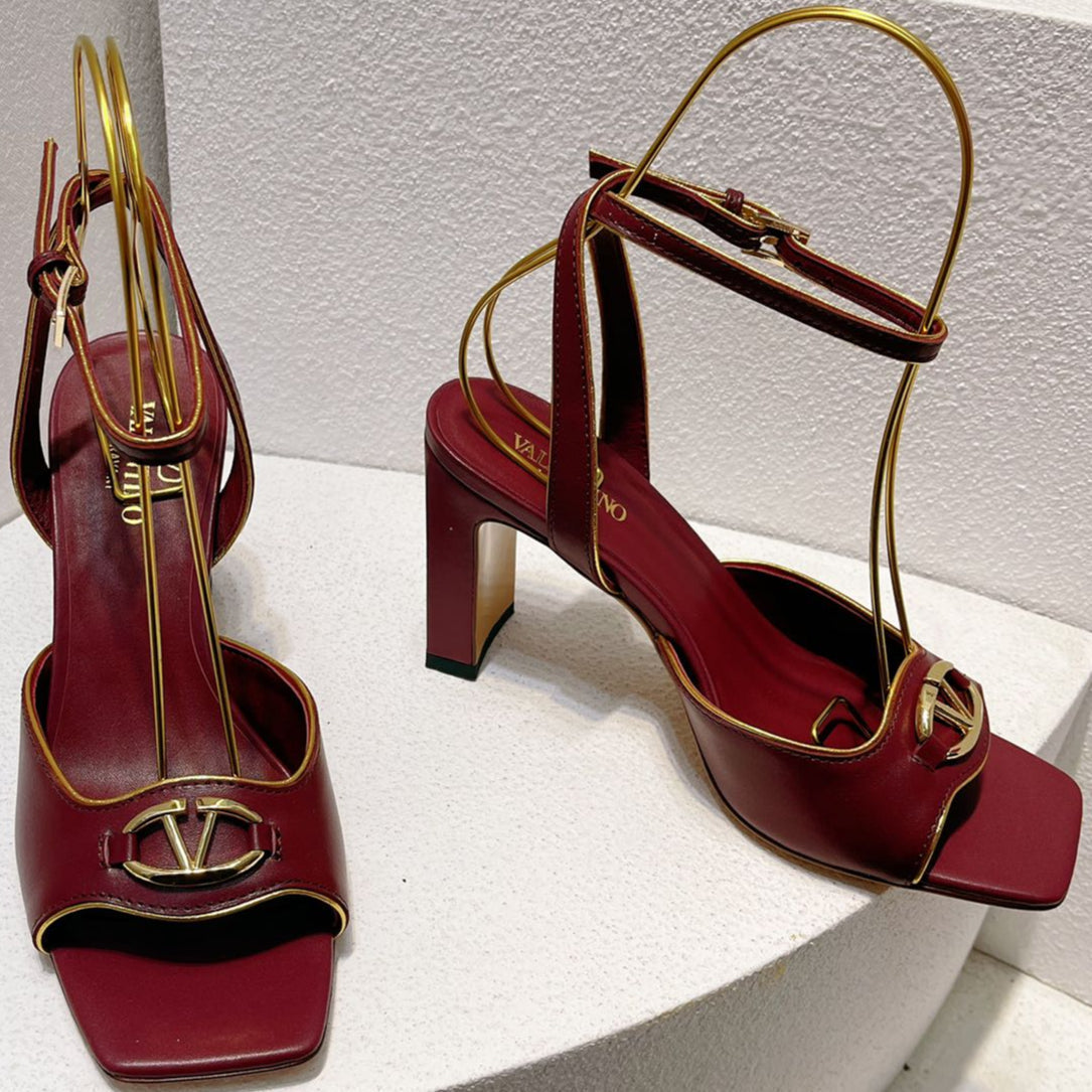 VT Sandals Heels  70mm  Ruby Red Cowhide 292779