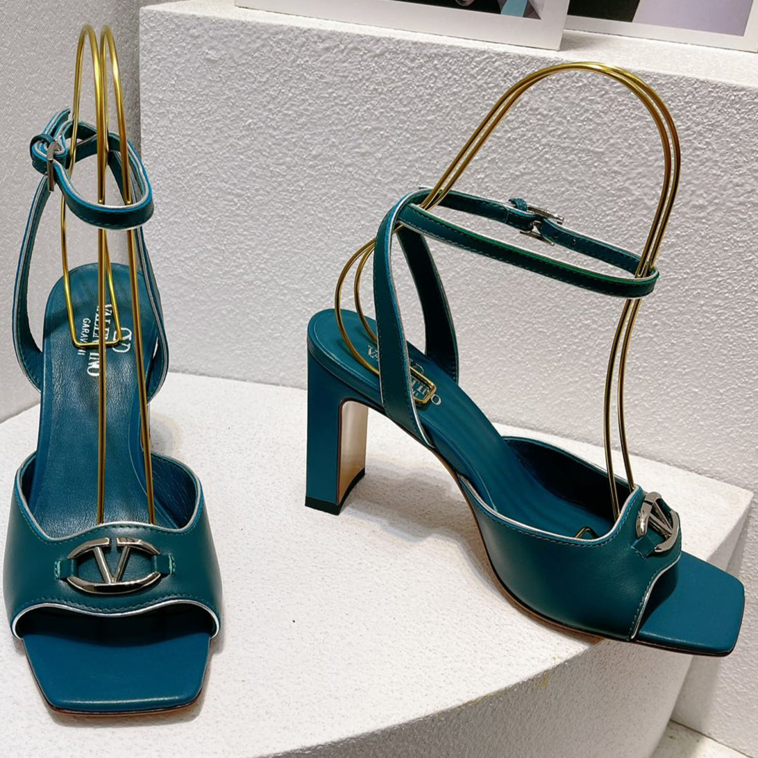 VT Sandals Heels  70mm Emerald Green Cowhide 292780