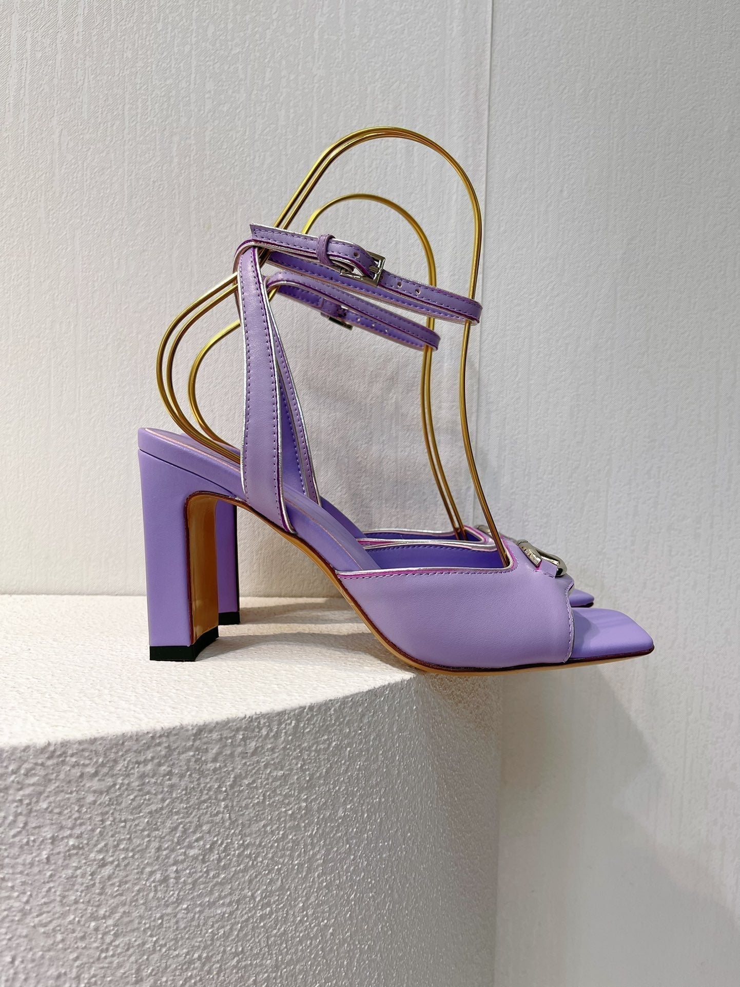 VT Sandals Heels  70mm Medium Purple Cowhide 292781