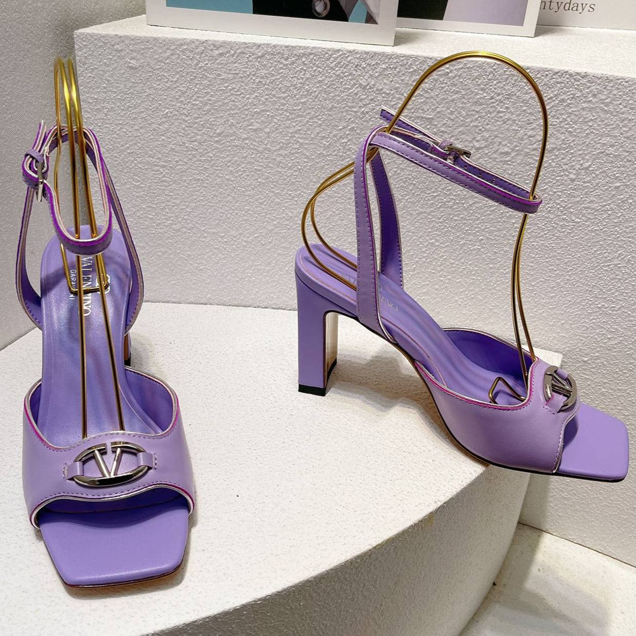 VT Sandals Heels  70mm Medium Purple Cowhide 292781