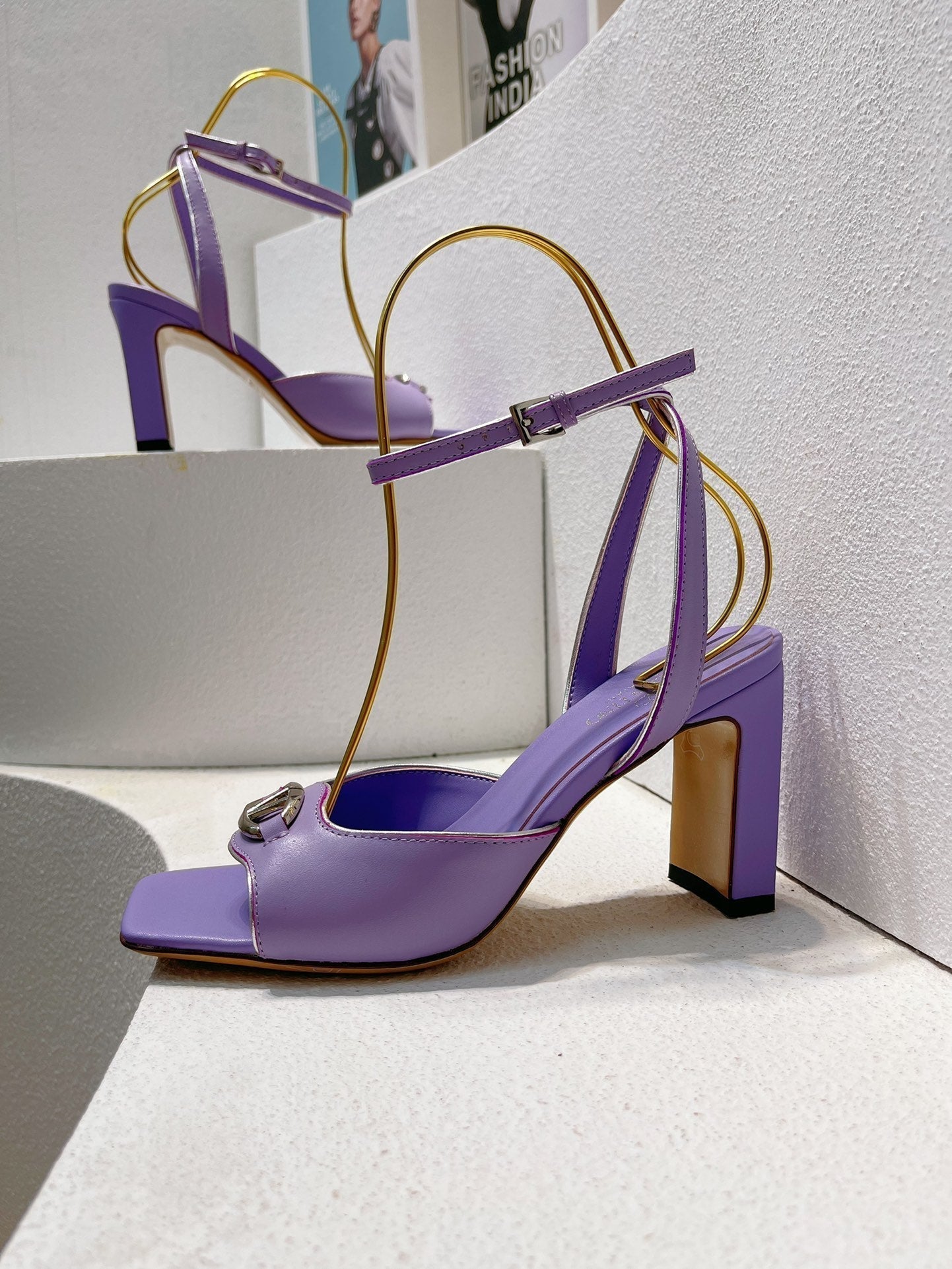 VT Sandals Heels  70mm Medium Purple Cowhide 292781