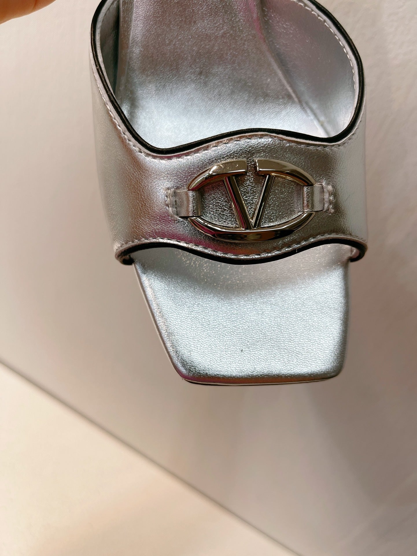 VT Sandals Heels 70mm Silver Cowhide 292785