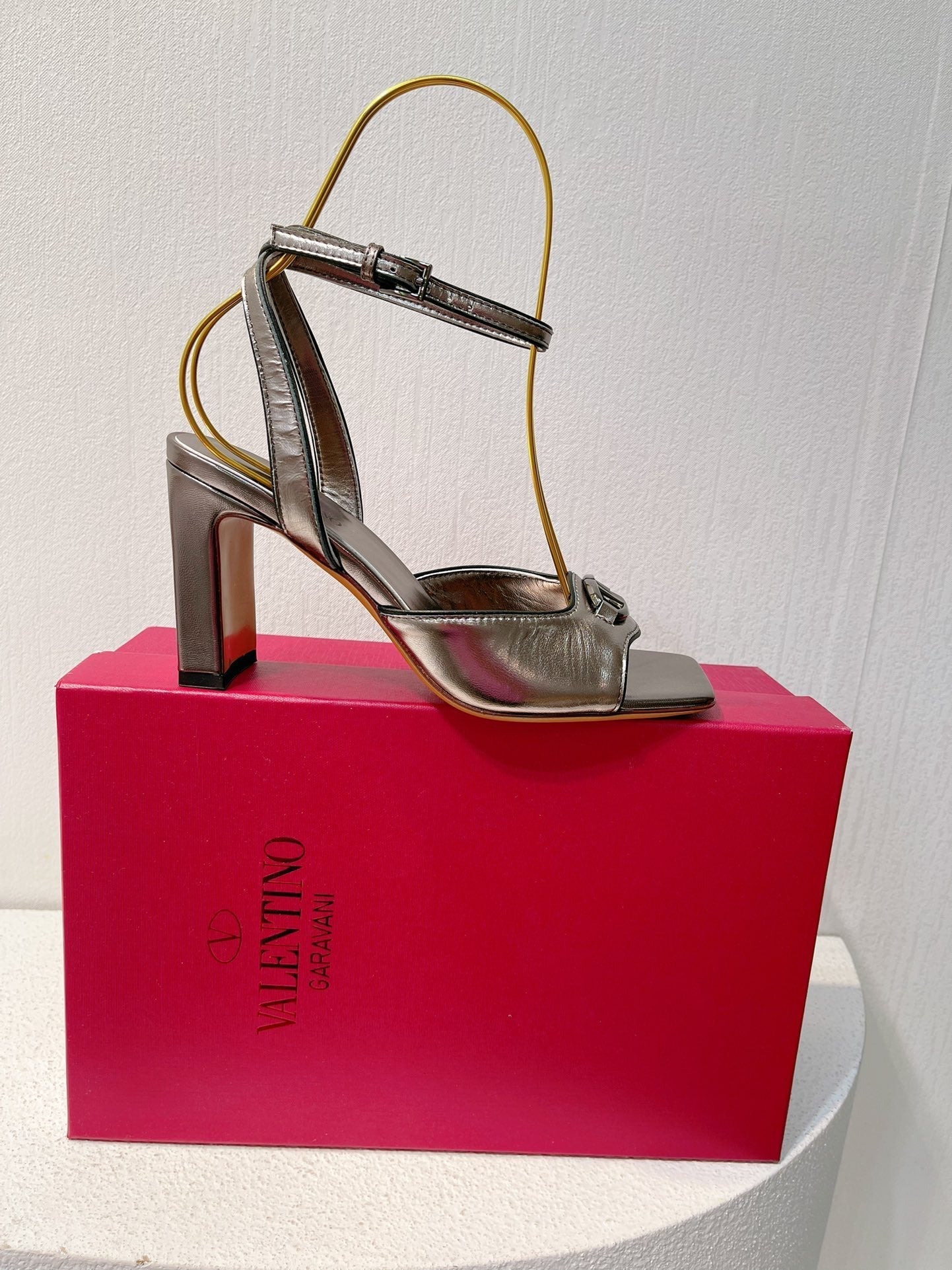 VT Sandals Heels 70mm Gray Cowhide 292786