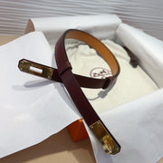 hm kelly belt 18mm burgundy calfskin gold buckle