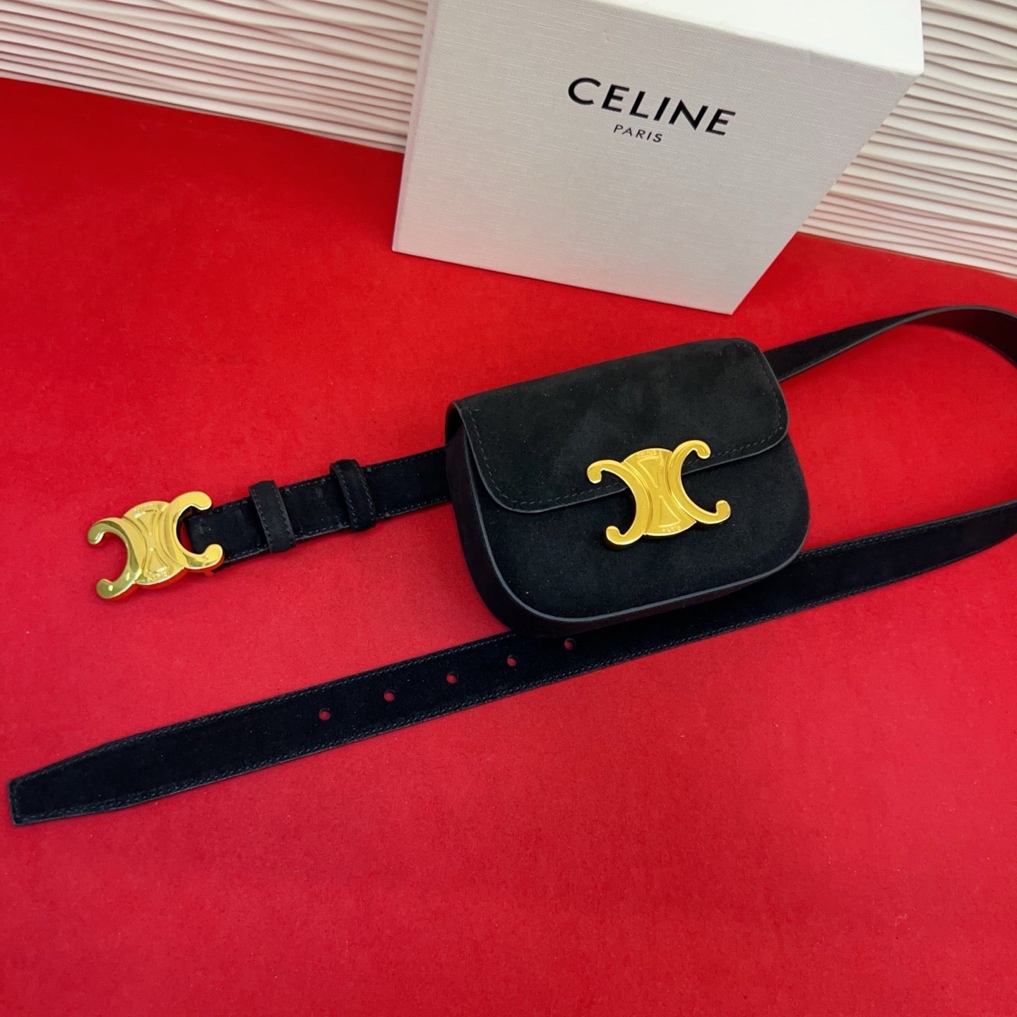Celine 2026 Triomphe Belt Bag 25mm Suede