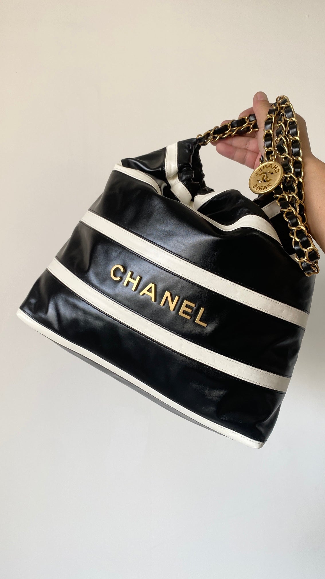 Chanel 25 Bag Black White Soft Calfskin