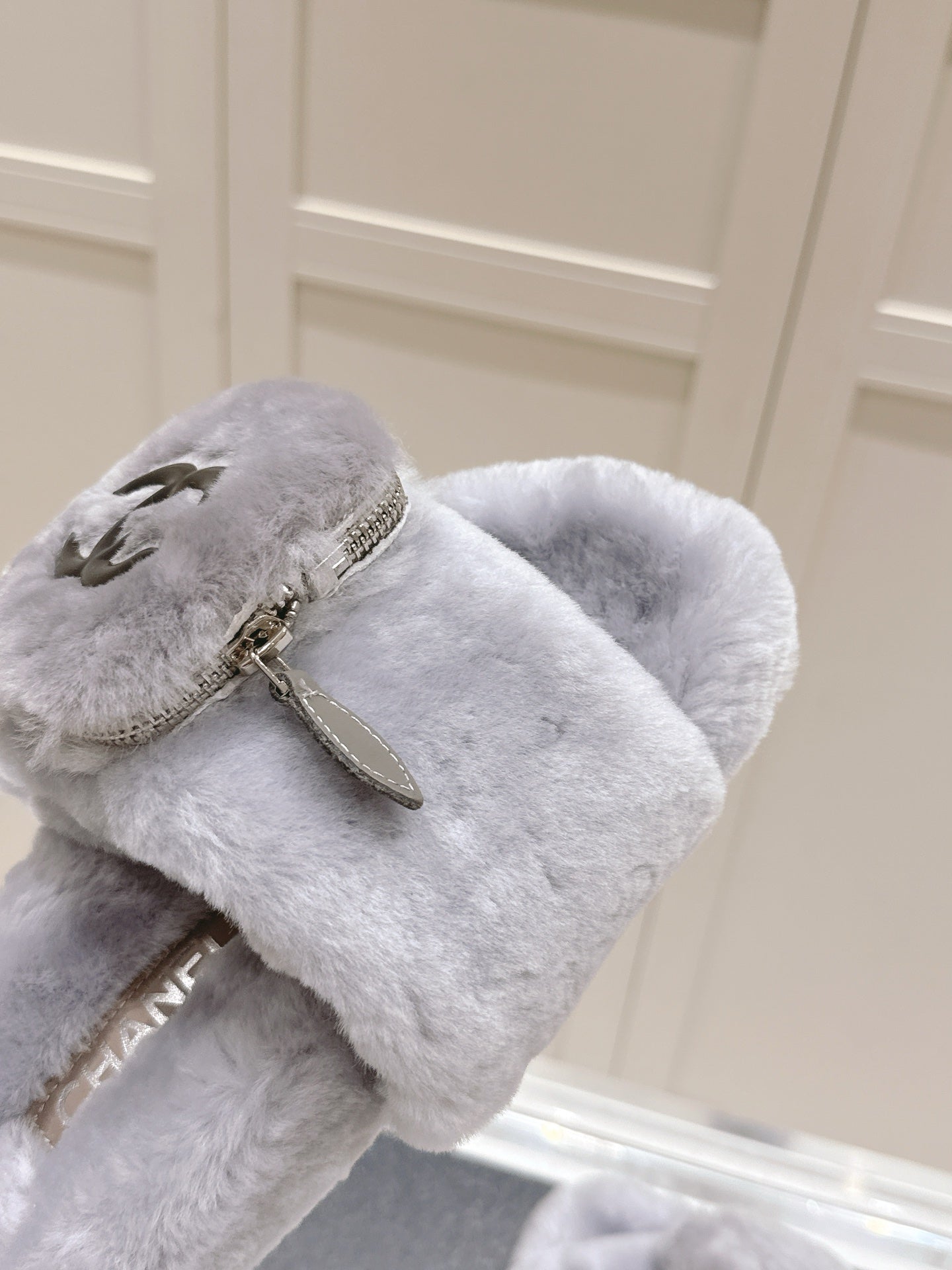 Chanel 25A Early Autumn Slippers Gray Wool 393081