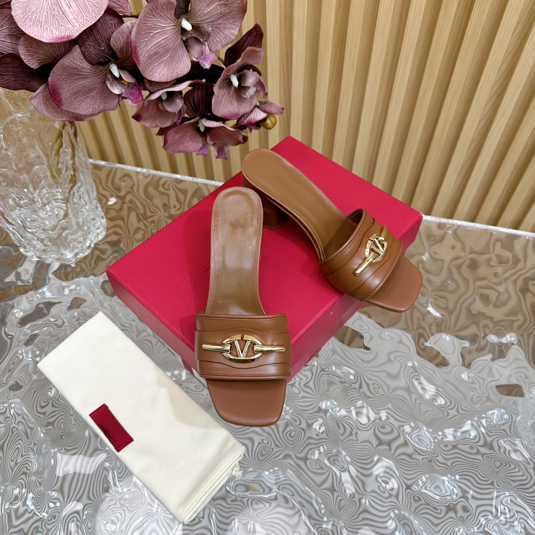 High Heel 70 Mule Sandal The Bold Edition Vlogo Square Toe Brown