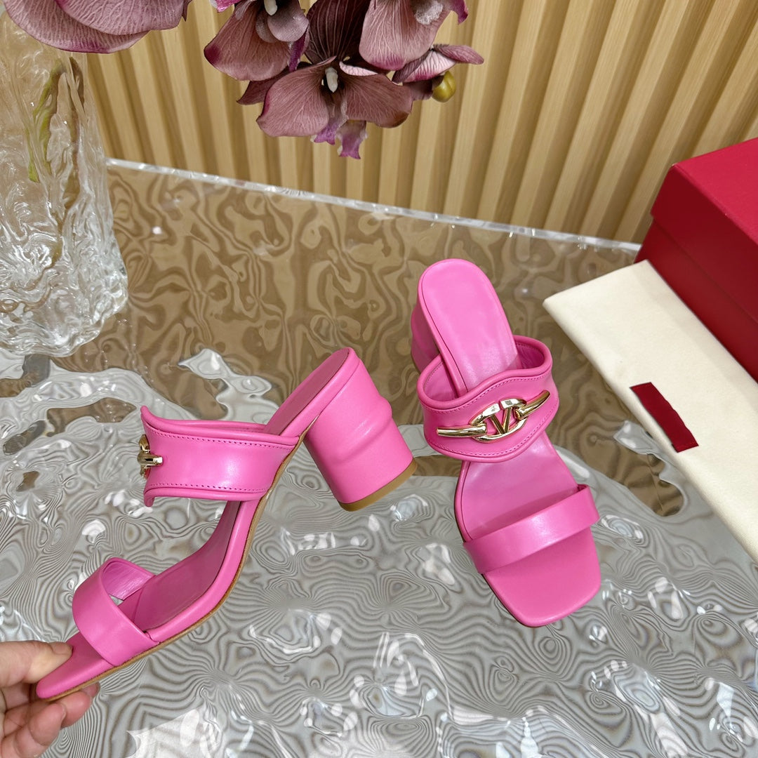 High Heel 70 Sandal The Bold Edition Vlogo Square Toe Pink