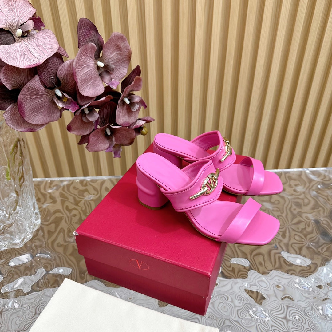 High Heel 70 Sandal The Bold Edition Vlogo Square Toe Pink