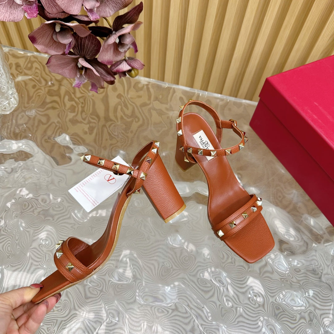 High Sandal 86mm In Brown Cowhide 102064