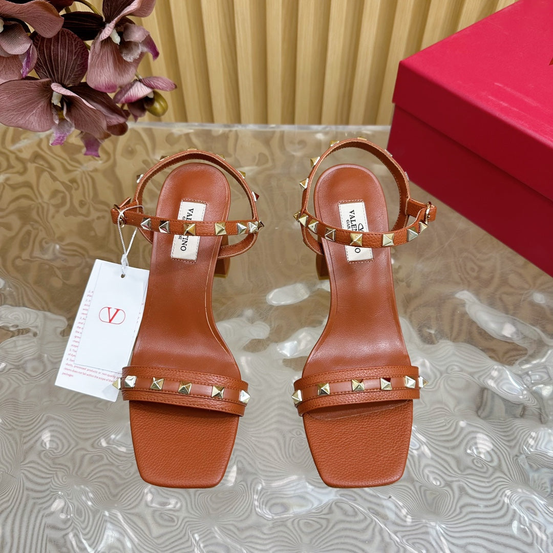High Sandal 86mm In Brown Cowhide 102064