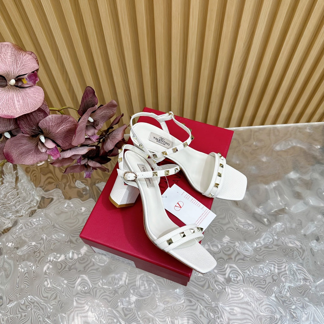 High Sandal 86mm In White Cowhide 102066