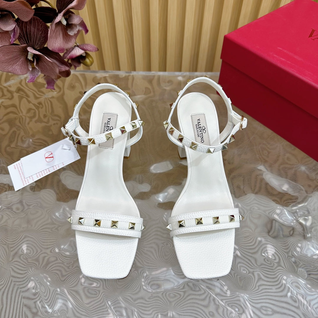 High Sandal 86mm In White Cowhide 102066