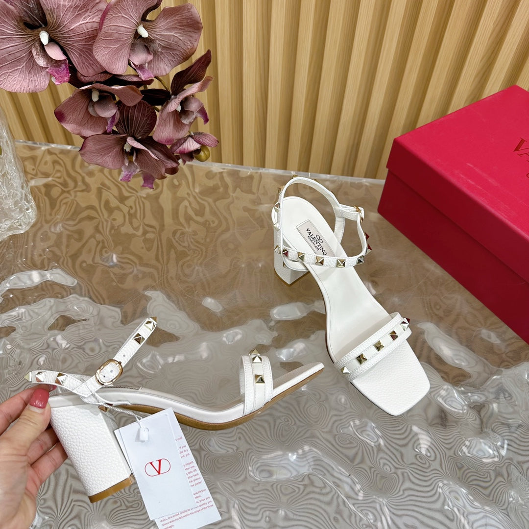 High Sandal 86mm In White Cowhide 102066