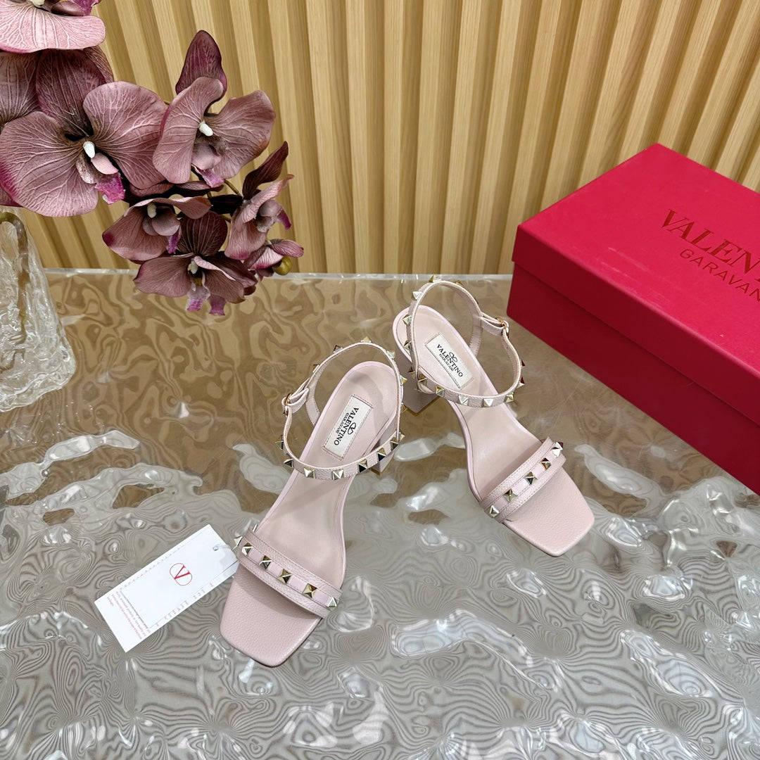 High Sandal 86mm In Rose Pink Cowhide 102068