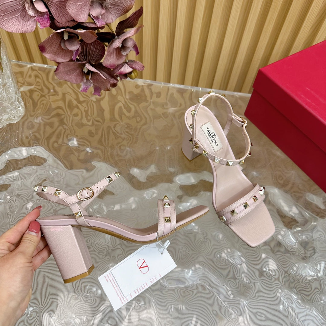 High Sandal 86mm In Rose Pink Cowhide 102068