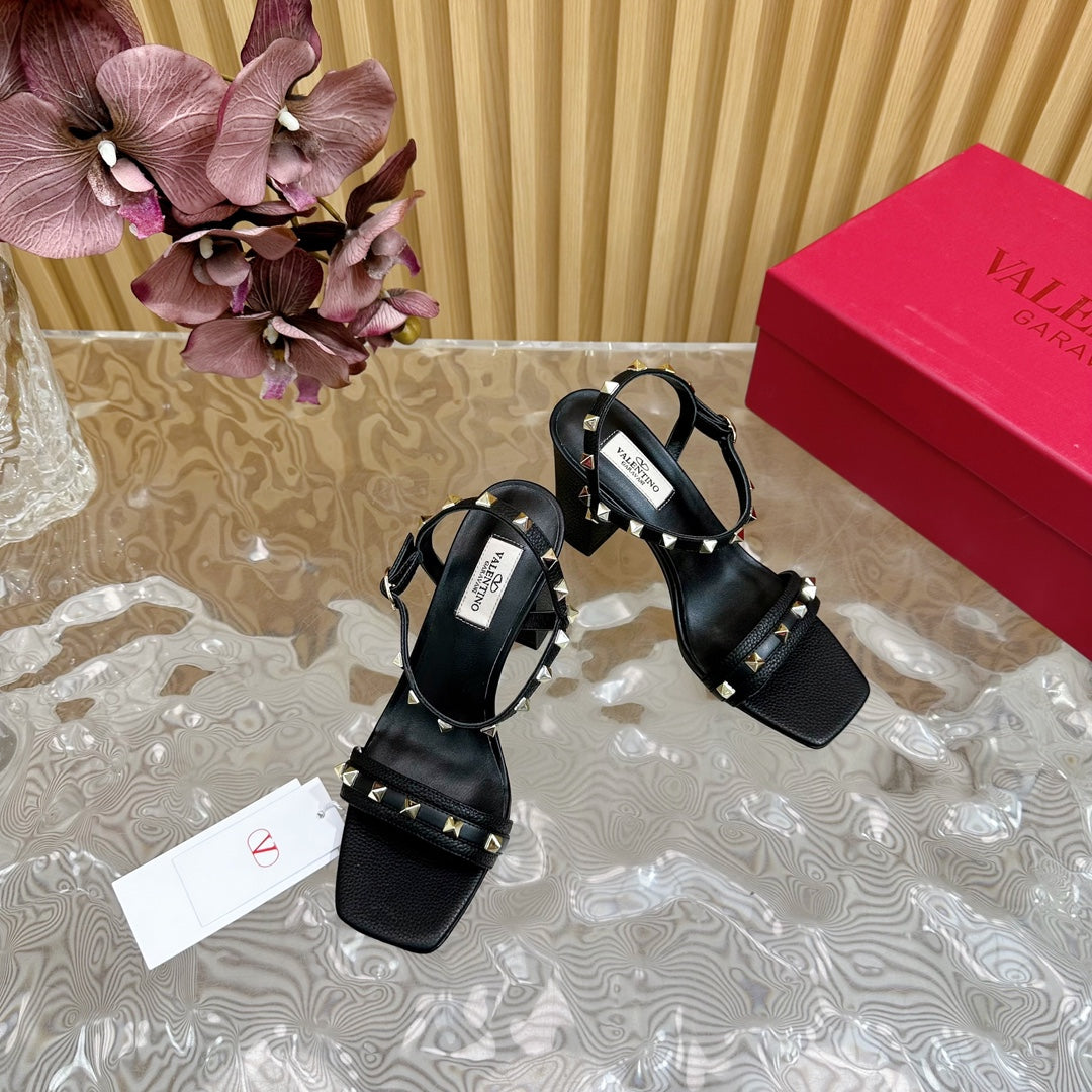 High Sandal 86mm In Black Cowhide 102070