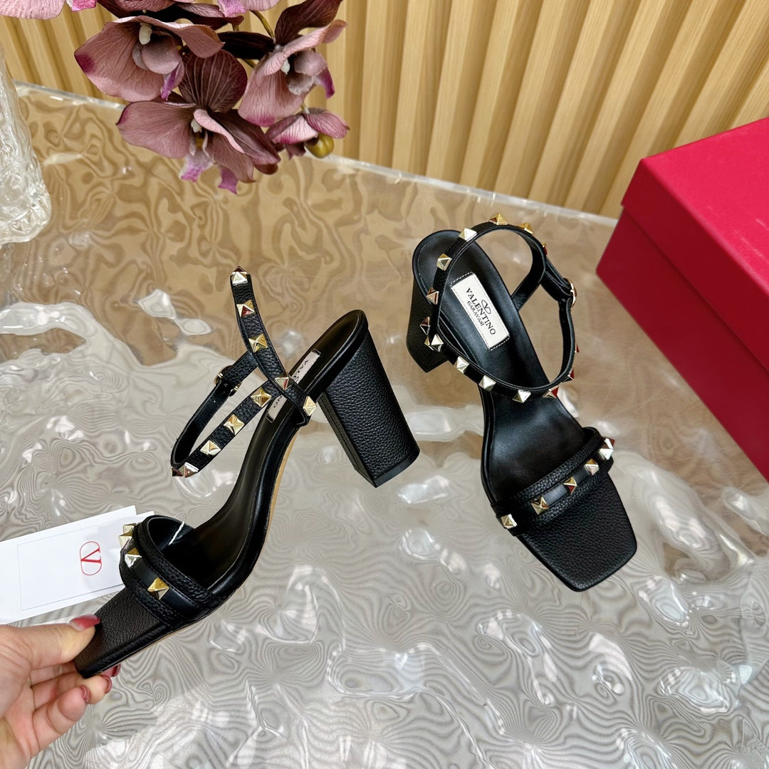 High Sandal 86mm In Black Cowhide 102070