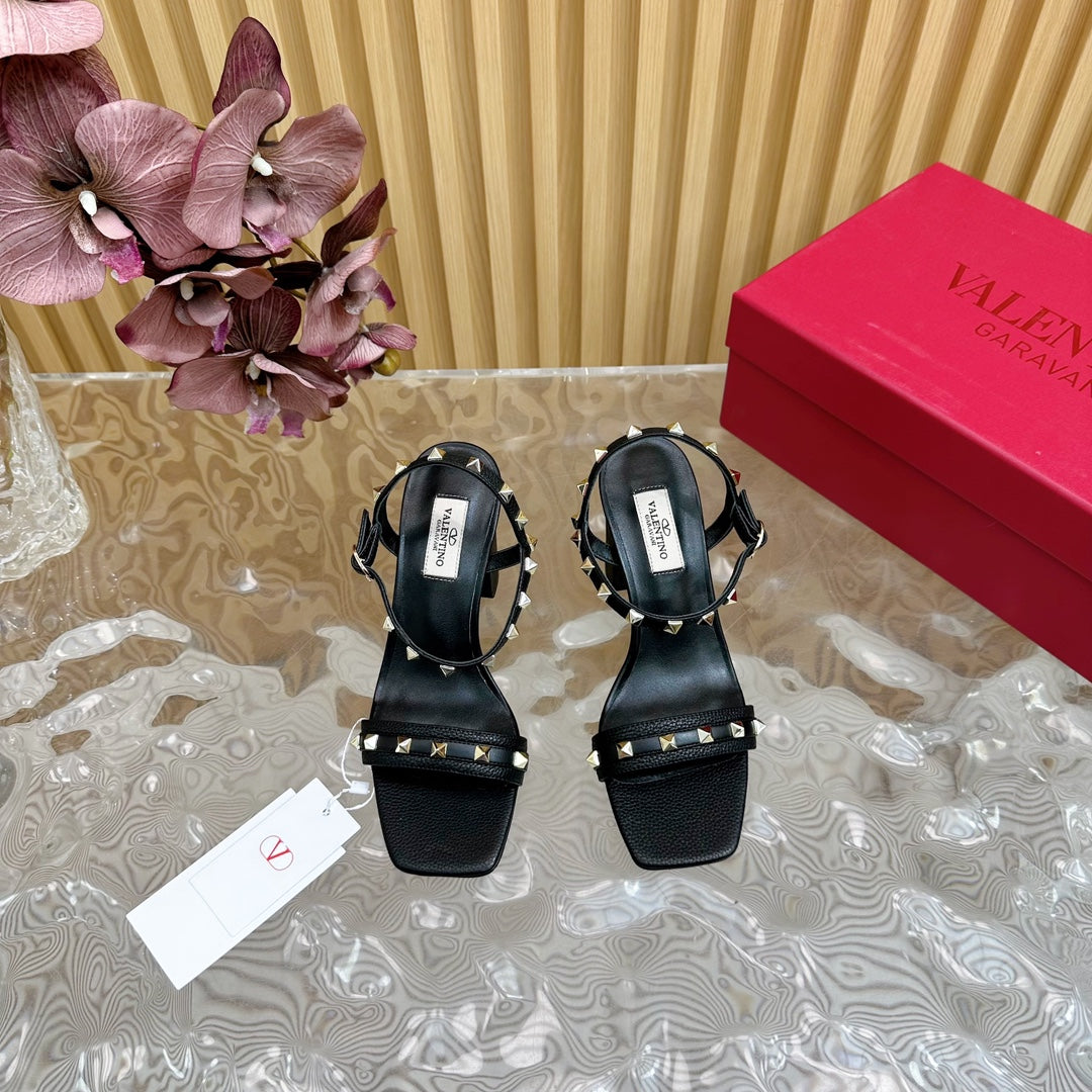 High Sandal 86mm In Black Cowhide 102070