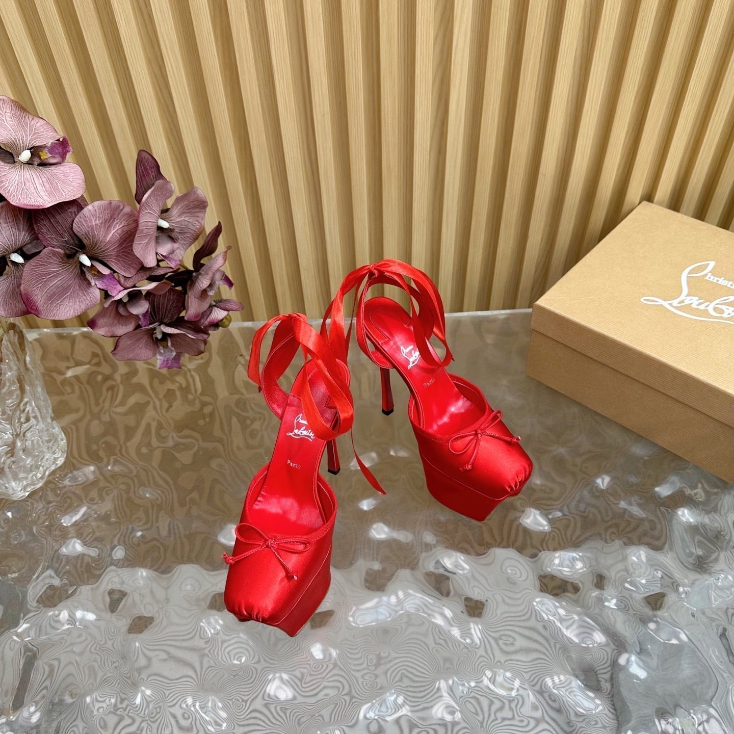 CL 25C Cassia Lace Up Alta 160mm Red Silk 221614