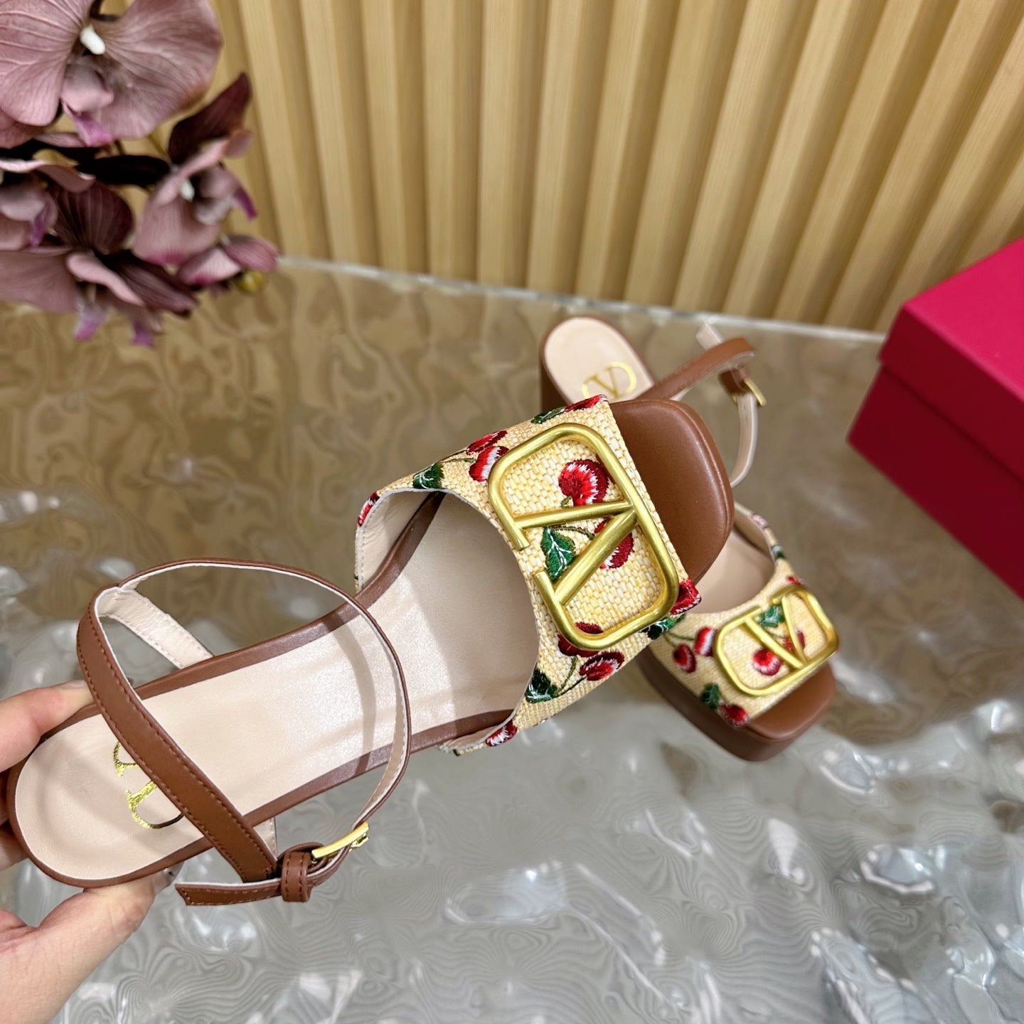 VT 2025 High Heels Sandals 110mm Brown Calfskin 286488