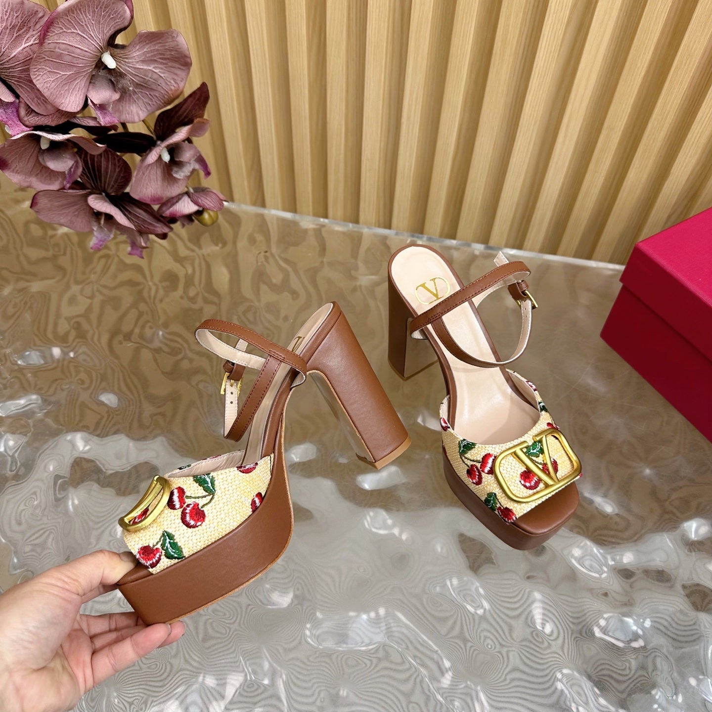 VT 2025 High Heels Sandals 110mm Brown Calfskin 286488