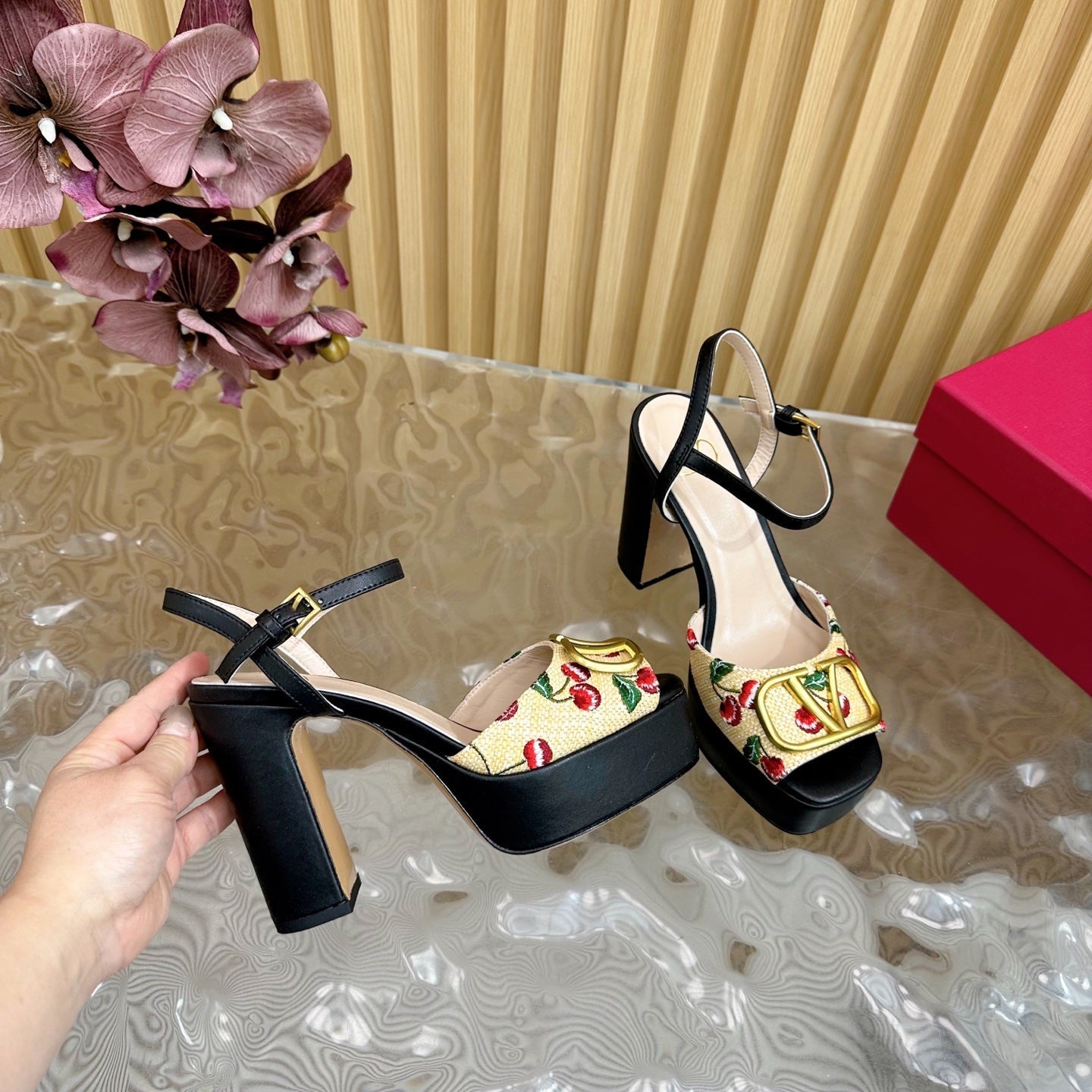 VT 2025 High Heels Sandals 110mm Black Calfskin 286490