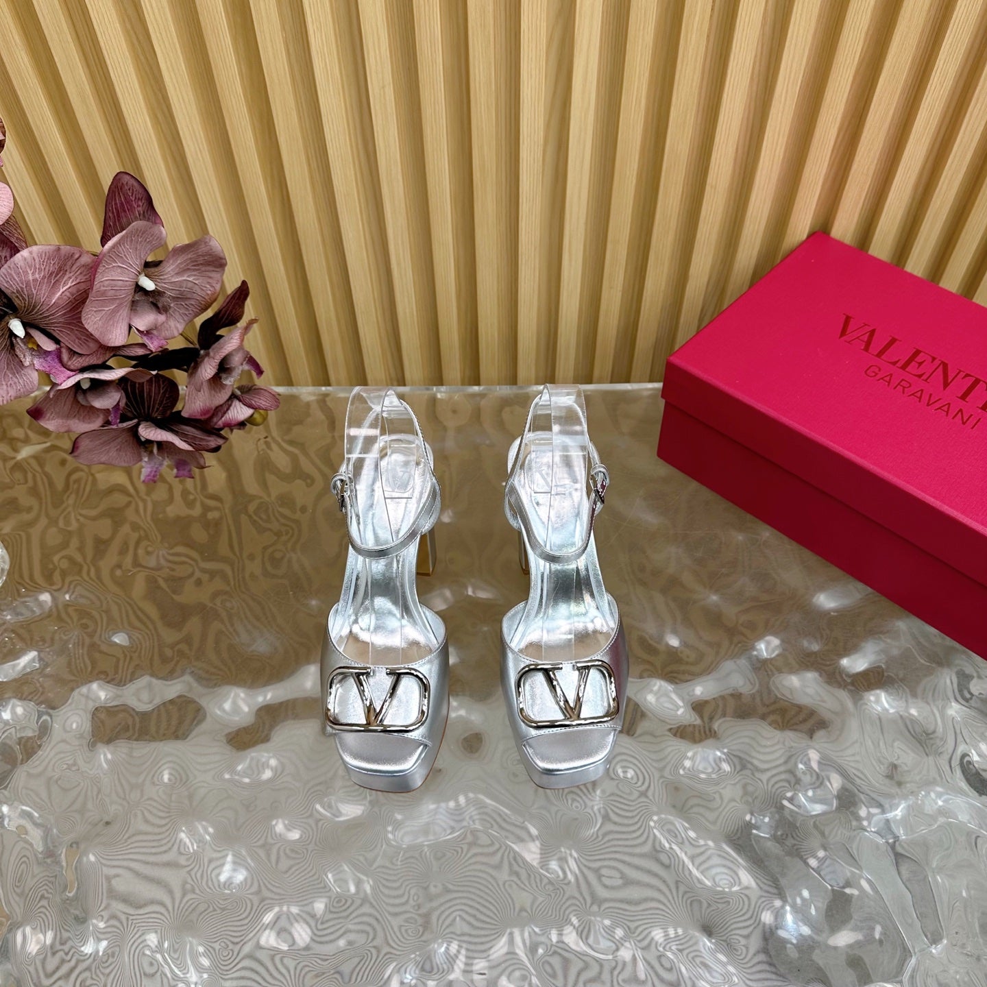 VT High Heels Sandals 110mm Silver Calfskin 286483