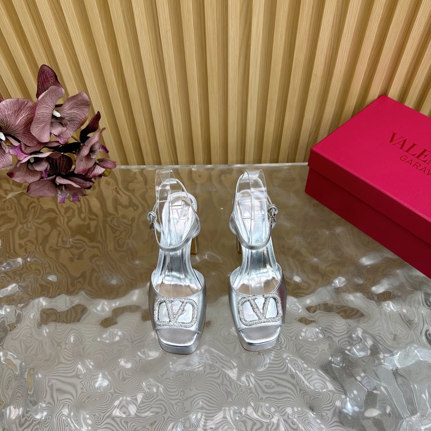 VT High Heels Sandals 110mm Silver Calfskin 286484