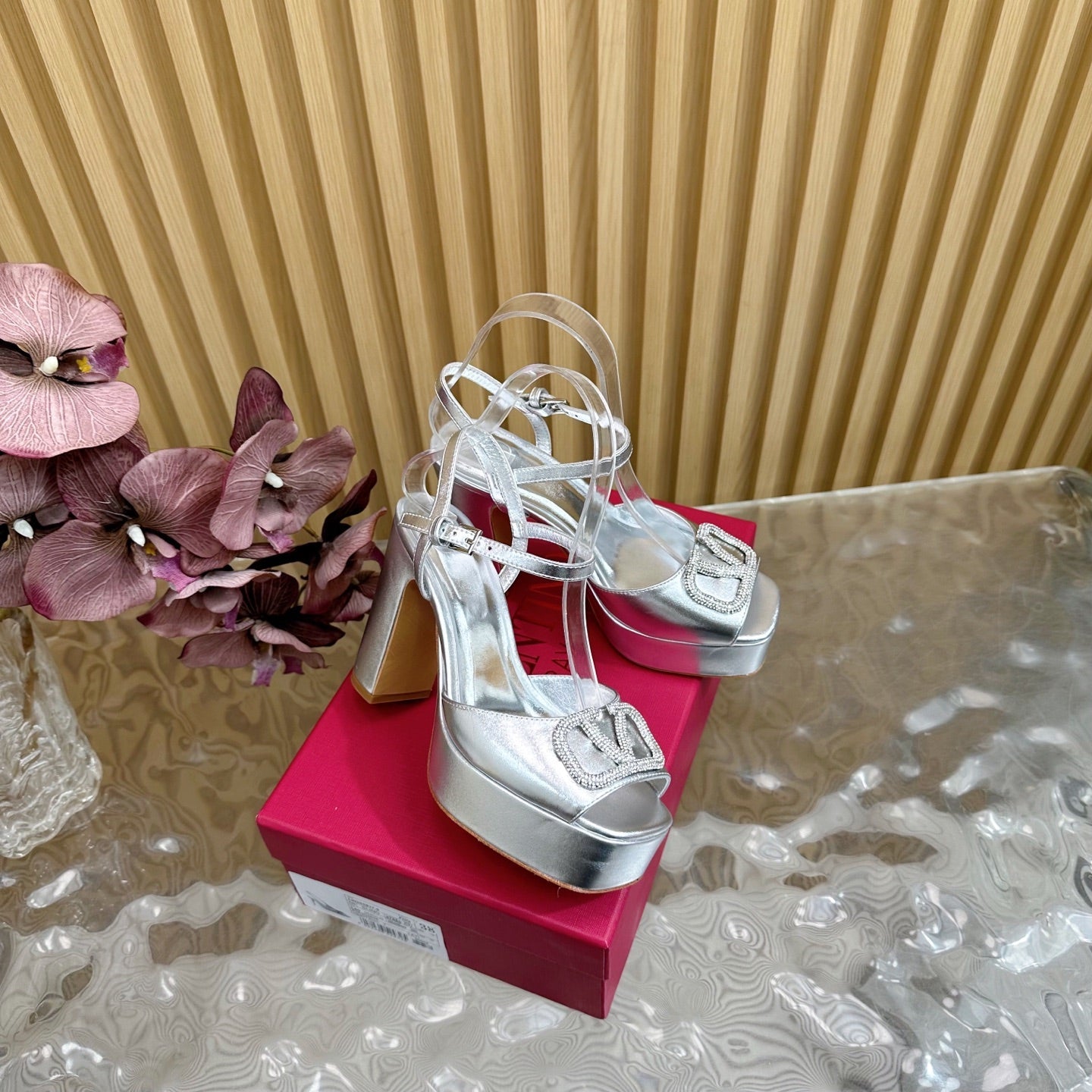 VT High Heels Sandals 110mm Silver Calfskin 286484
