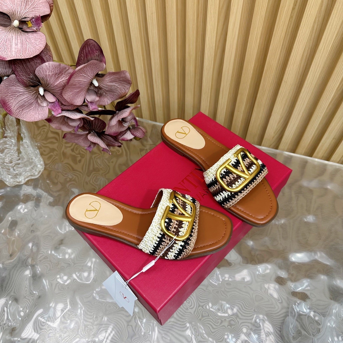 VT 25 Bohemian Slippers Brown Knitted Sheepskin 325189