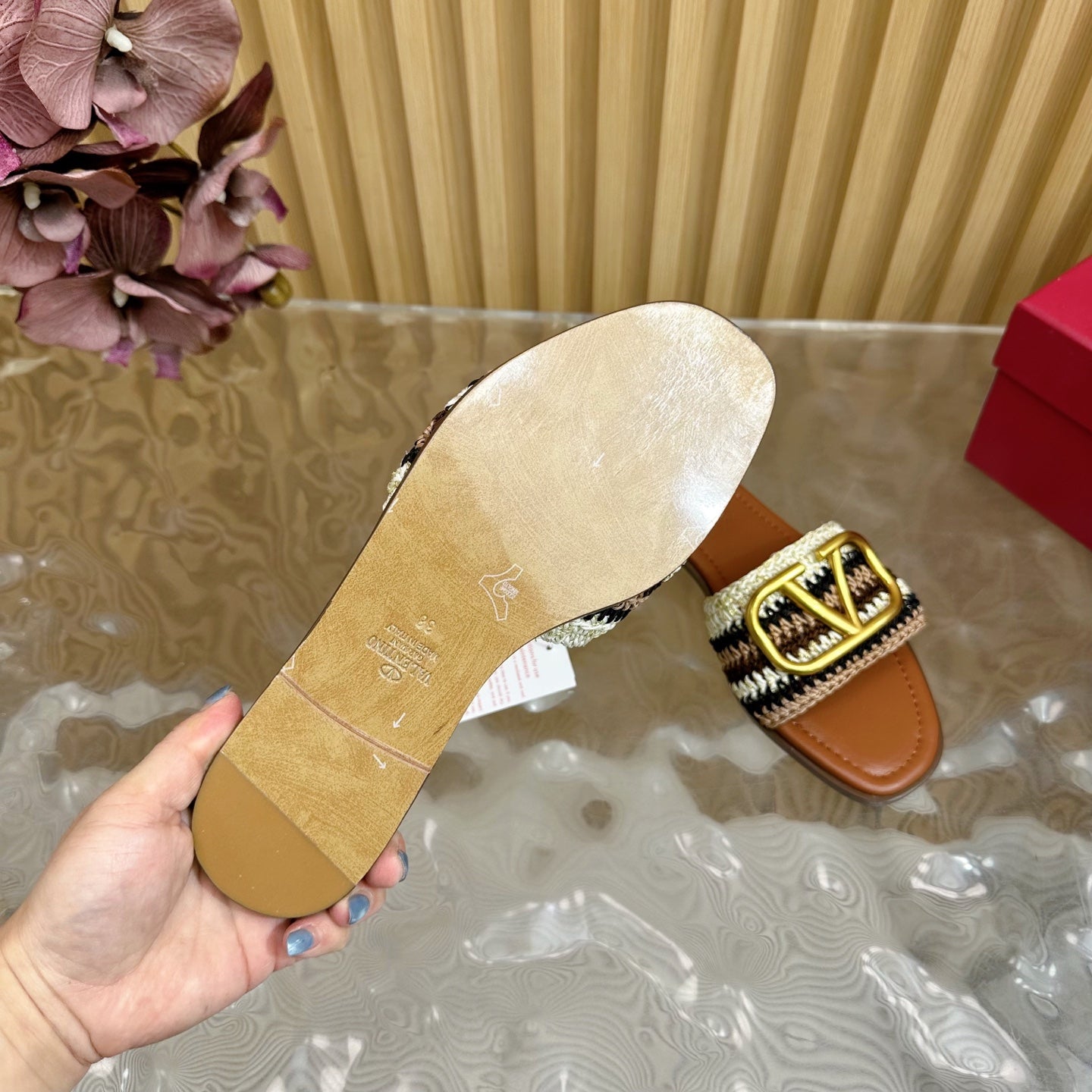 VT 25 Bohemian Slippers Brown Knitted Sheepskin 325189