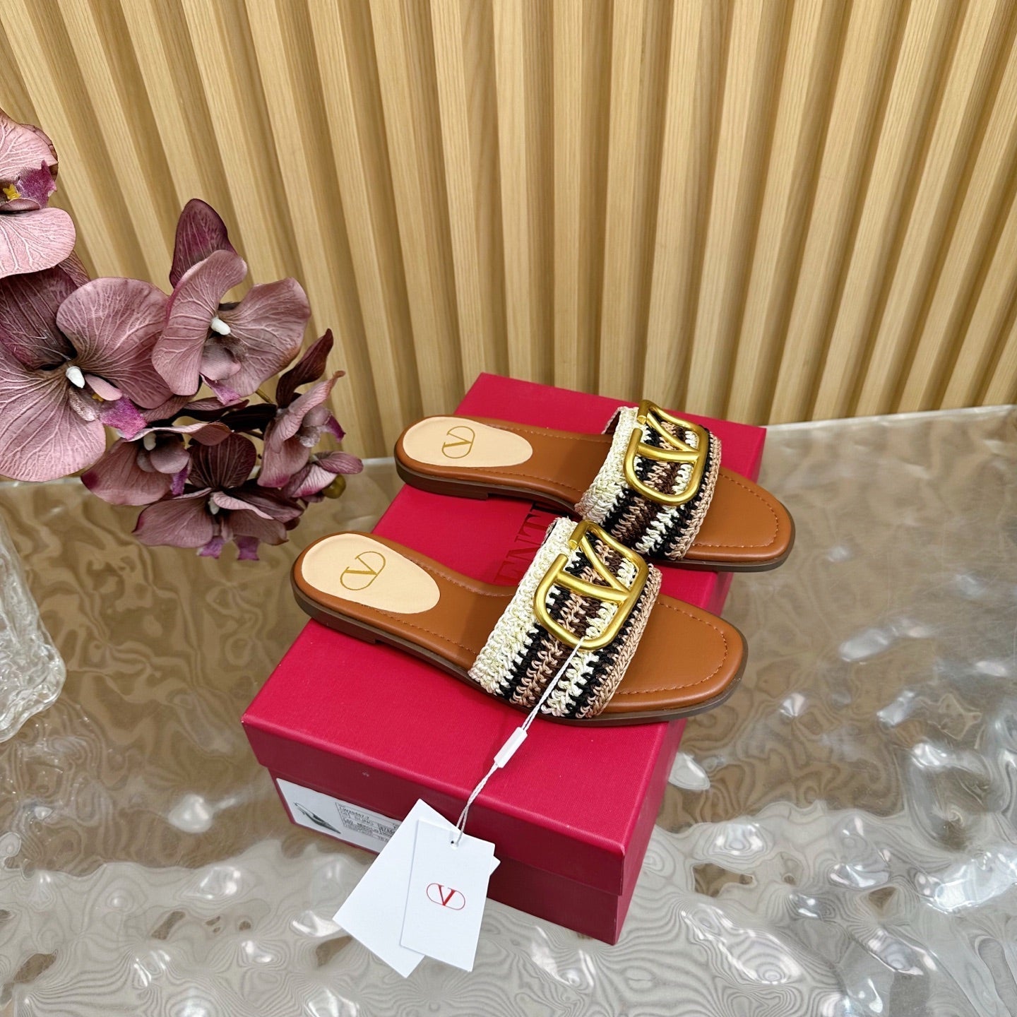 VT 25 Bohemian Slippers Brown Knitted Sheepskin 325189