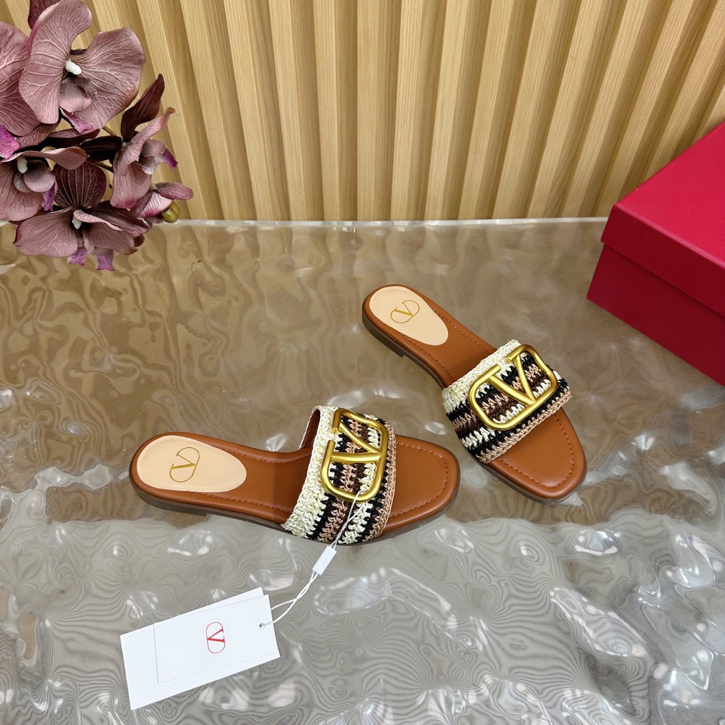 VT 25 Bohemian Slippers Brown Knitted Sheepskin 325189