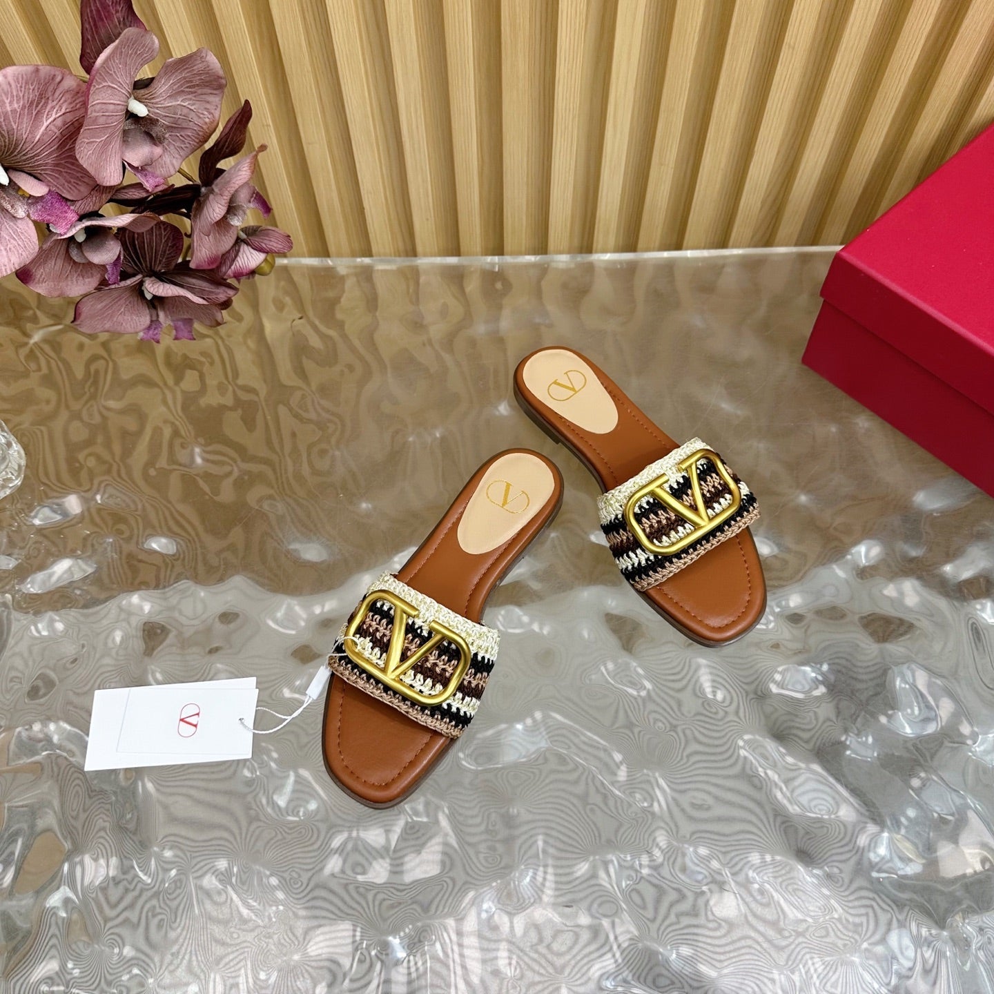 VT 25 Bohemian Slippers Brown Knitted Sheepskin 325189