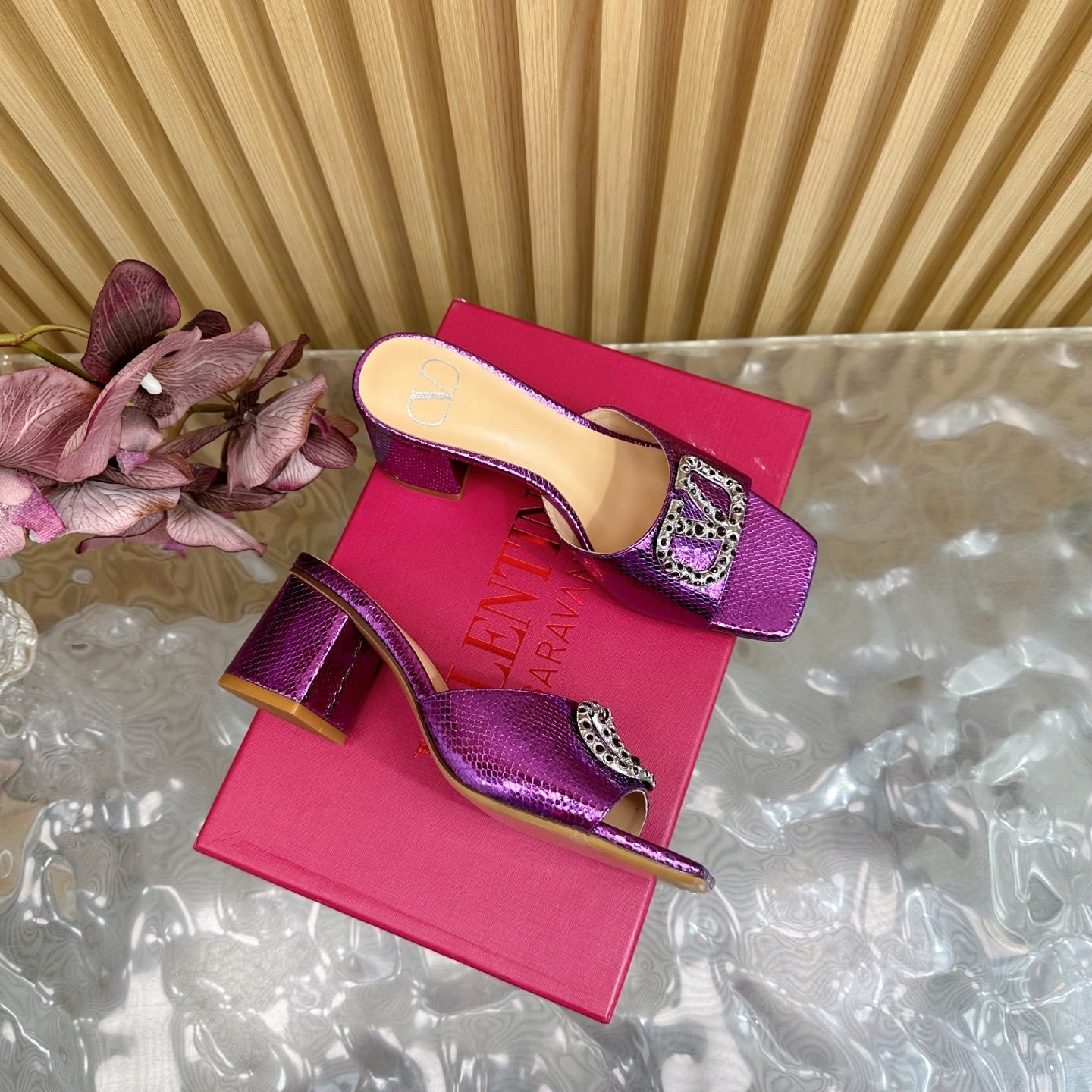 VT 25 Vlogo Mule Purple Snakeskin Leather 331928