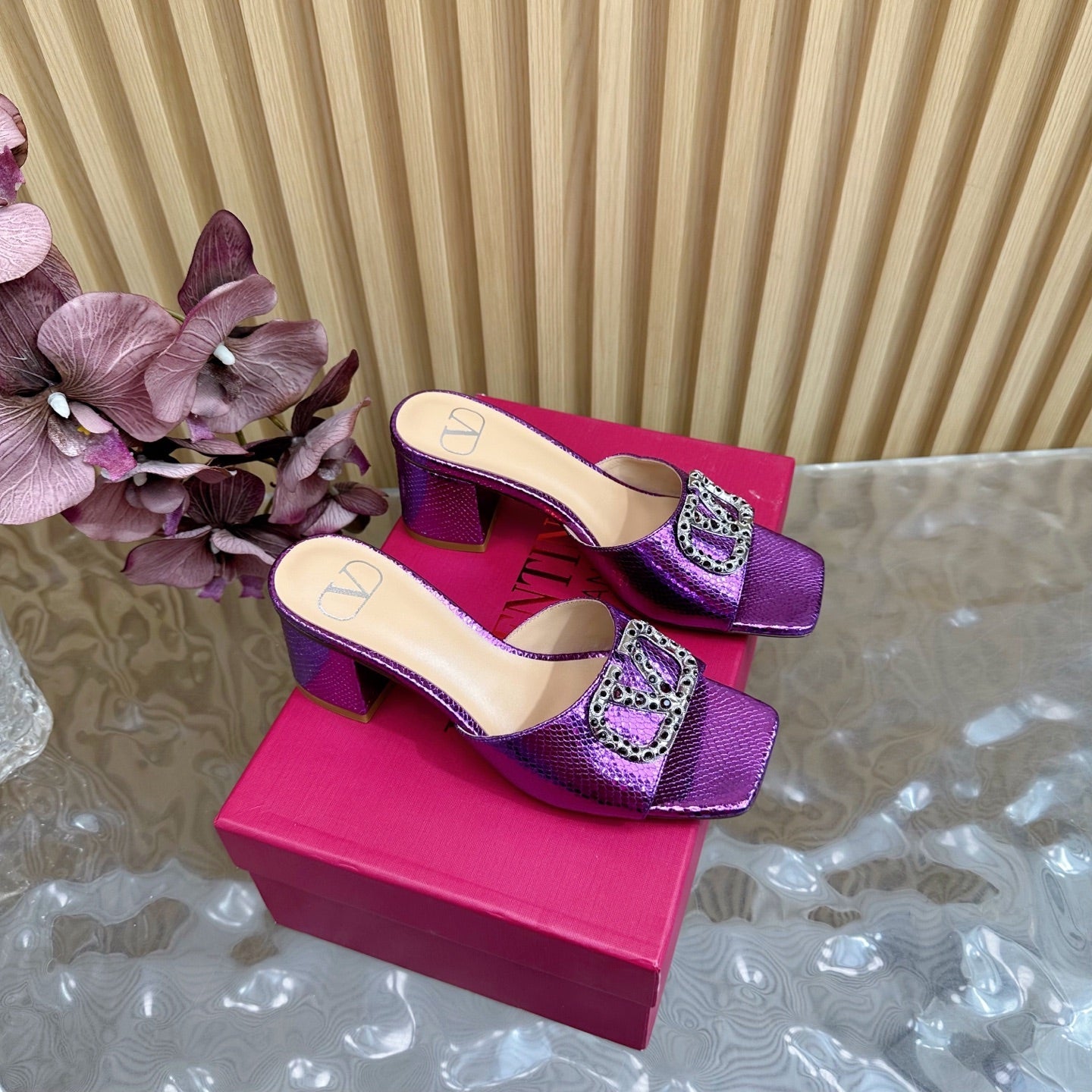 VT 25 Vlogo Mule Purple Snakeskin Leather 331928