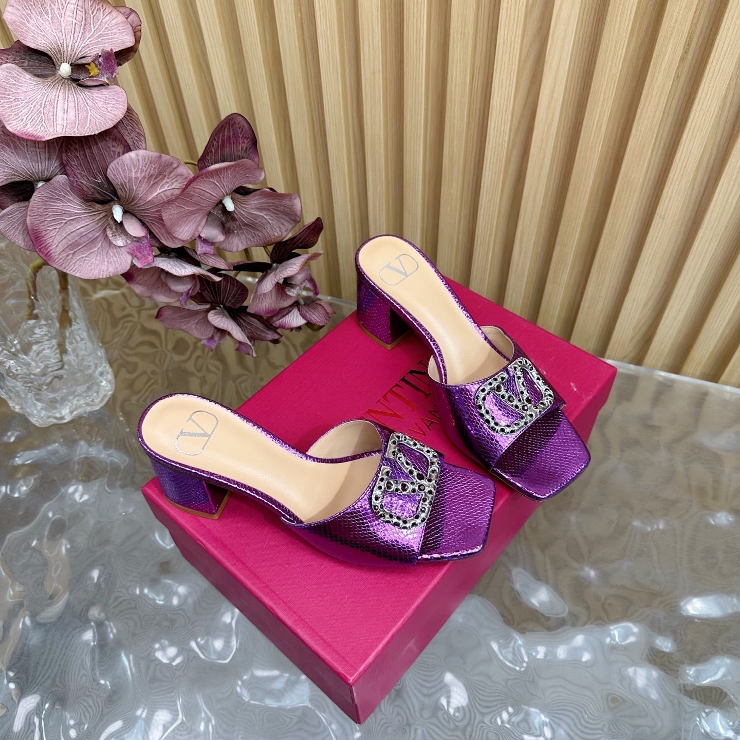 VT 25 Vlogo Mule Purple Snakeskin Leather 331928