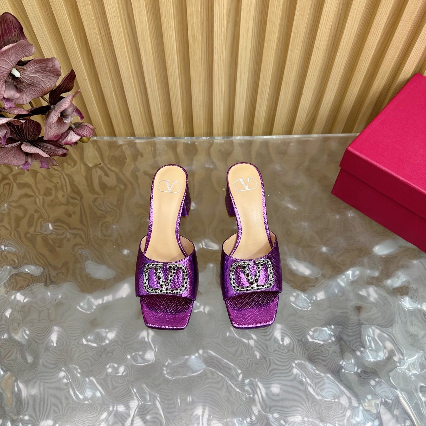 VT 25 Vlogo Mule Purple Snakeskin Leather 331928