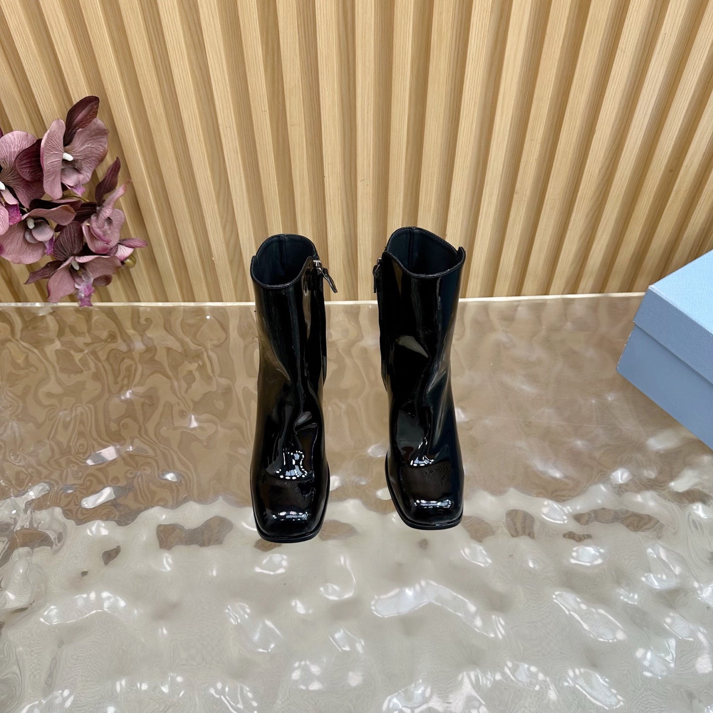 Prada 25 Boot Black Patent Leather 498227