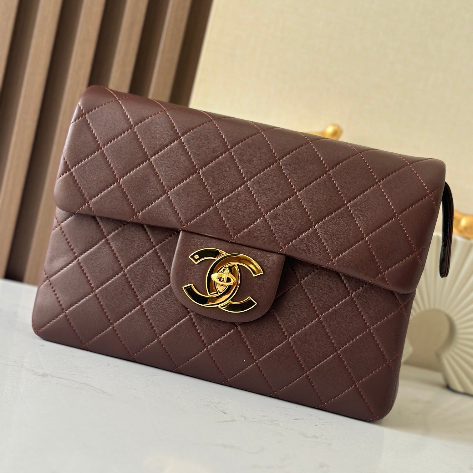 CC 2025 Backpack 30cm Brown Gold Backpack Sheepskin 298104