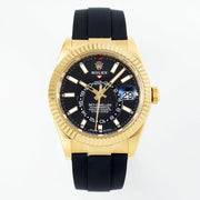 Rolex Sky-Dweller 42mm Gold Case Black Dial Rubber Strap