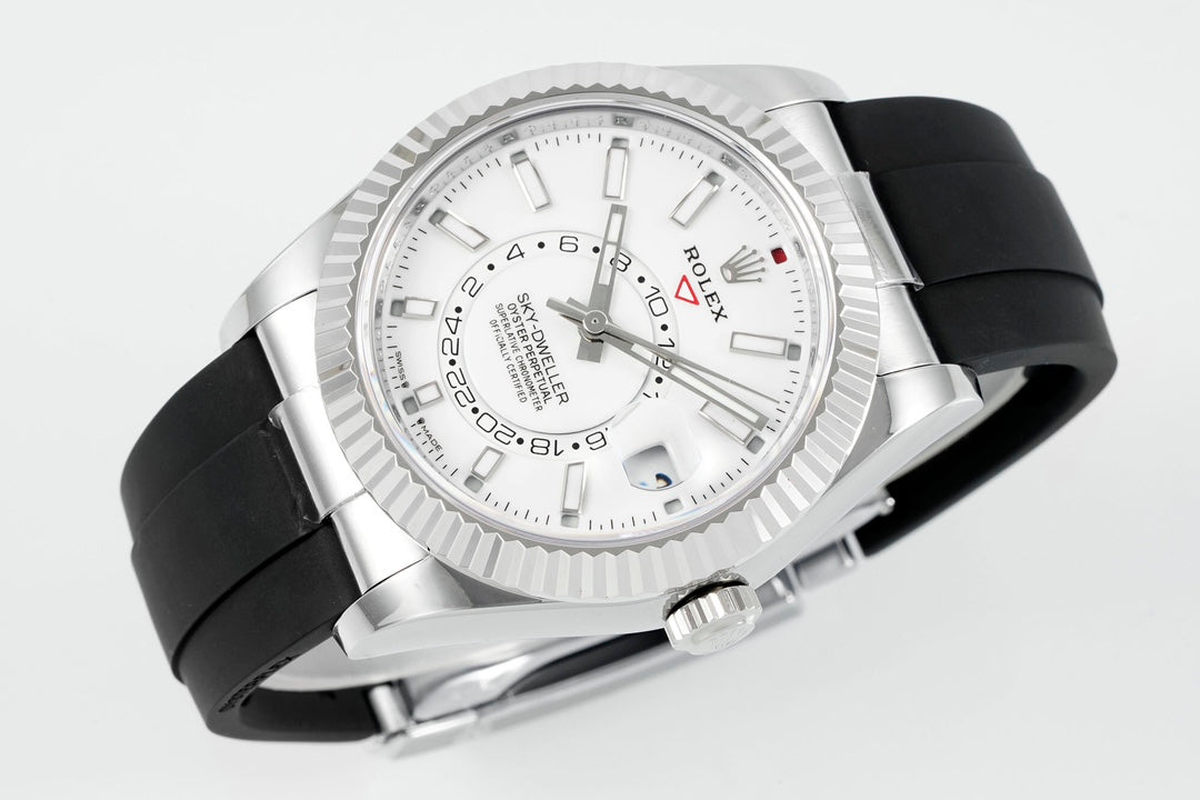 Rolex Sky-Dweller 42mm Stainless Steel Case White Dial Rubber Strap