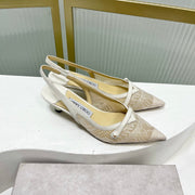 Jimmy 26s Slingback 45 White Beige Lace Sheepskin 605963